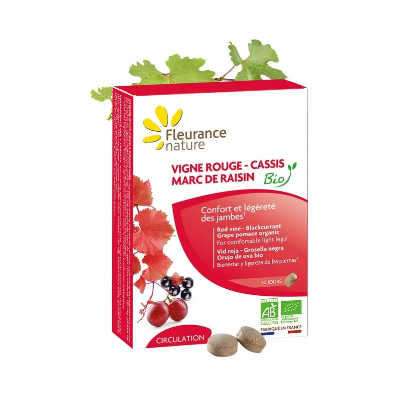 🌿 Vigne rouge – Cassis – Marc de raisin Bio - Fleurance Nature